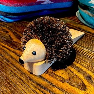 Hedgehog doorstop shoe cleaner